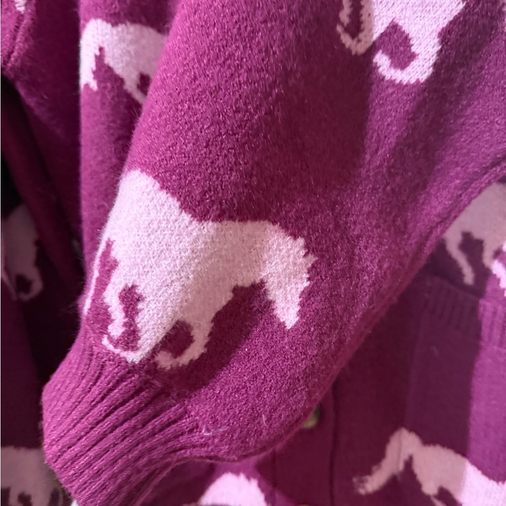 NWT JODIFL Women's Pink purple Horse Pattern button Sweater Cardigan size L 🐎 - Picture 6 of 6